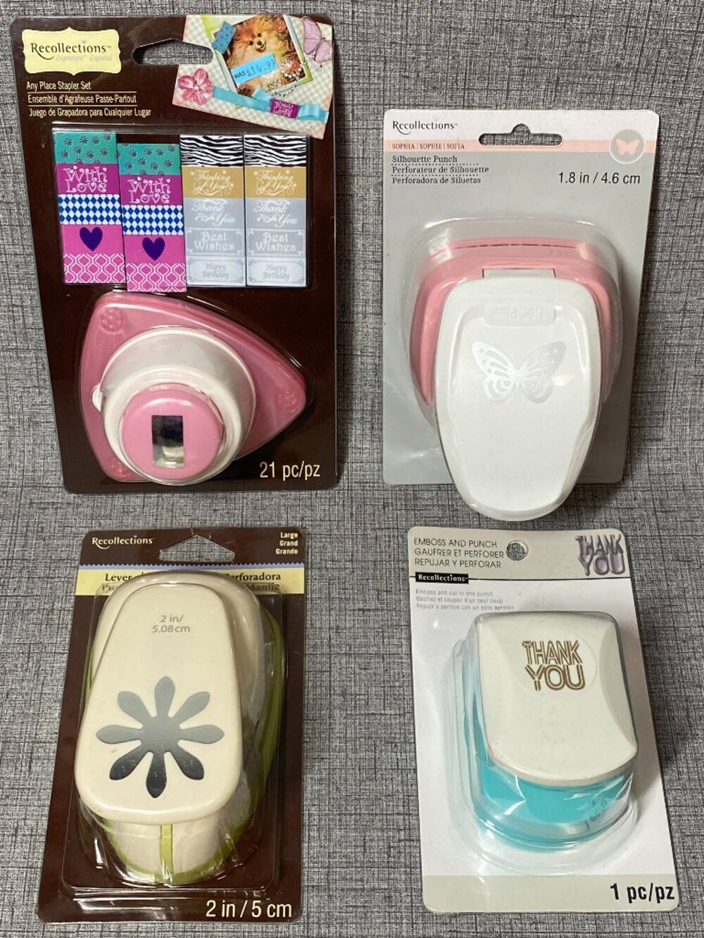 NEW Recollections Stapler Set Emboss & Punch Lever Silhouette 4pc Lot NIP